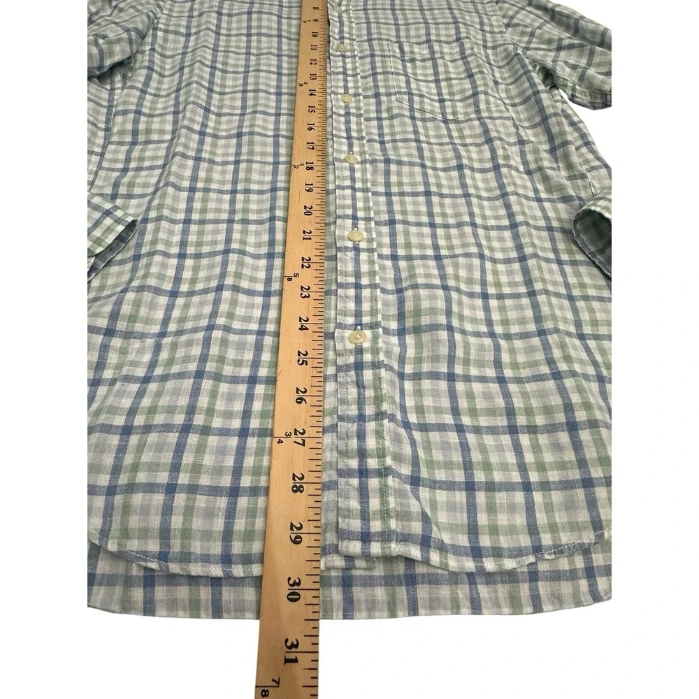 J. Crew Classic 100%‎ Irish Linen Gingham Plaid Check Shirt Men's Sz Small #A1-7